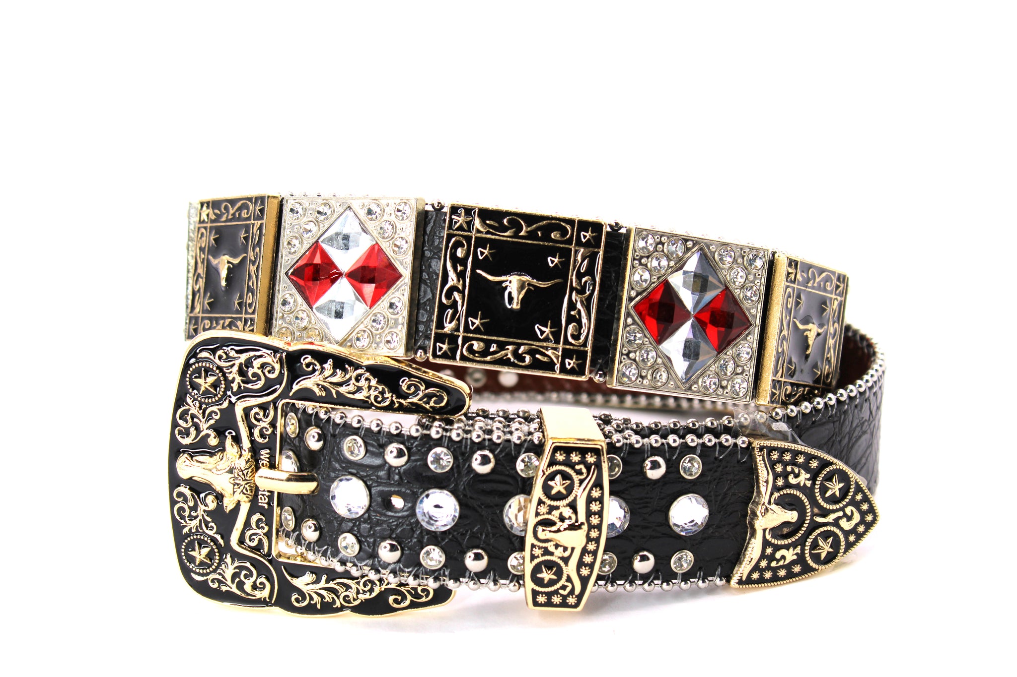Rhinestone Belt - #408 Longhorn Buckle Longhorn or Horse