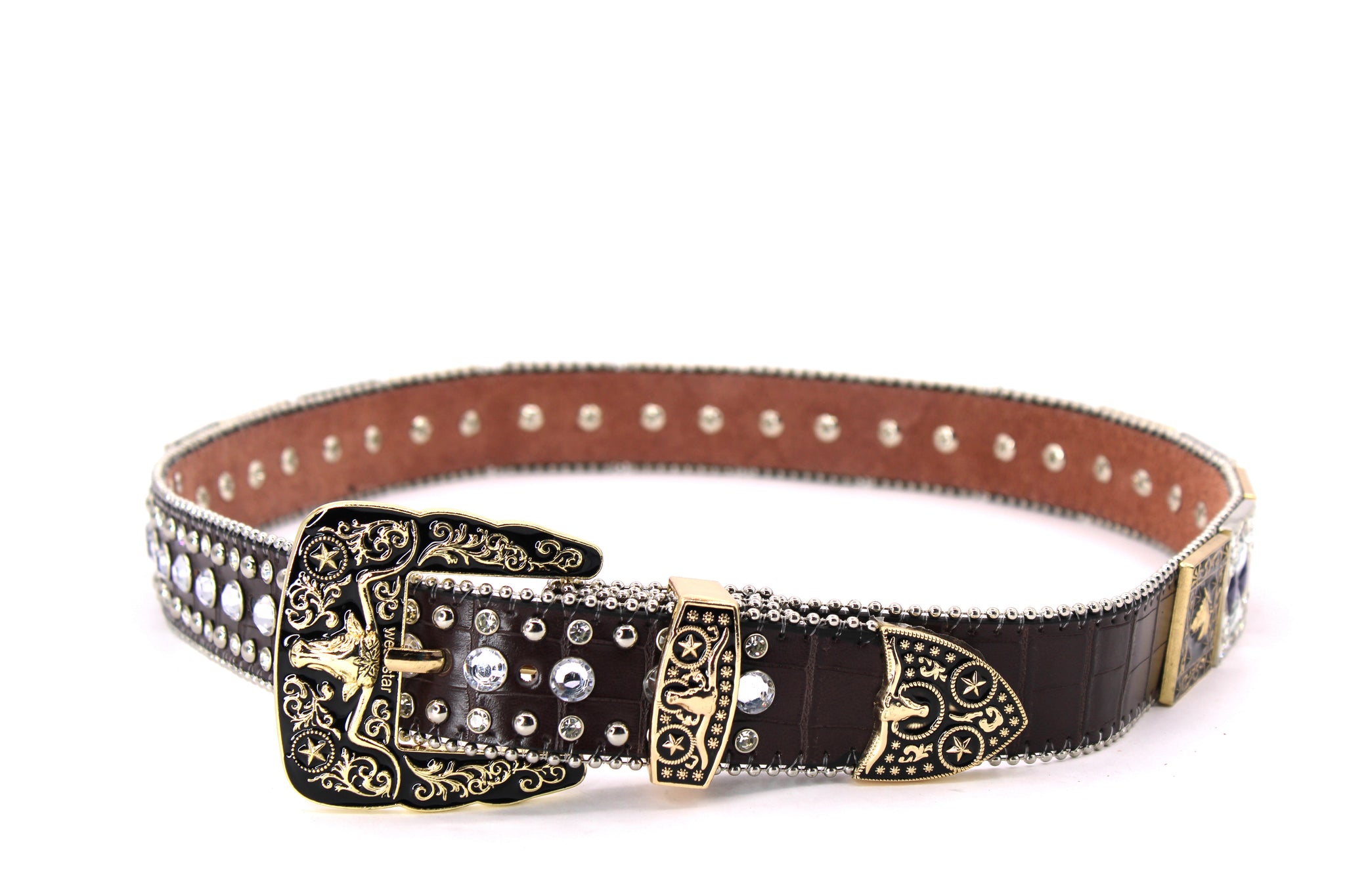 Rhinestone Belt - #408 Longhorn Buckle Longhorn or Horse