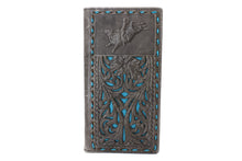 Cargar imagen en el visor de la galería, Long Wallet- #686 Hollow Out Design BK BR Off White Turquoise Wallet

