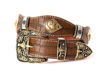Load image into Gallery viewer, Concho Belt- #8002A-E Concho with Blue Stone
