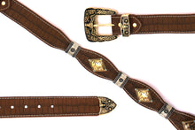 Load image into Gallery viewer, Concho Belt- #8002A-E Concho with Blue Stone
