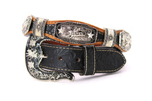 Cargar imagen en el visor de la galería, Concho Belt- #8003 (Silver) Western Concho Decoration Belt
