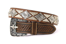 Load image into Gallery viewer, Concho Belt- #805 Western Silver Concho Decoration Belt

