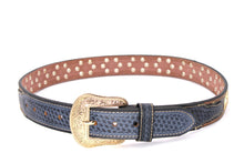 Load image into Gallery viewer, Concho Belt- #813B Gold Buckle Gold Flower

