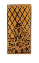 Cargar imagen en el visor de la galería, Long Wallet- #903 Genuine Leather Tide Chess Field Floral Brown
